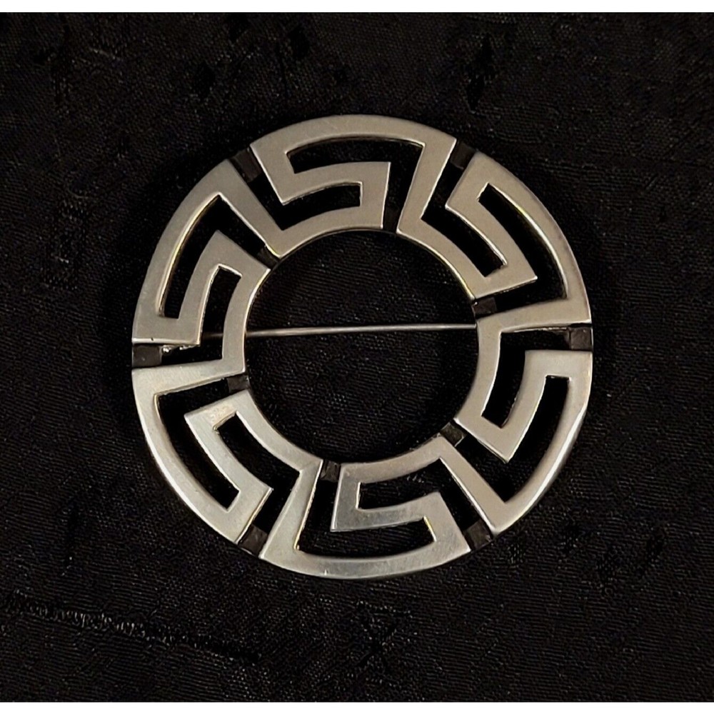Vintage St Justin Round Celtic Pewter Brooch / Pin 2" Made In England W/ Box